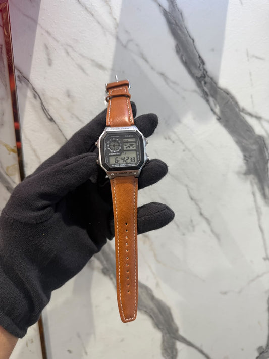Z&Y Men’s Digital Illuminator Watch with Leather-Style Strap